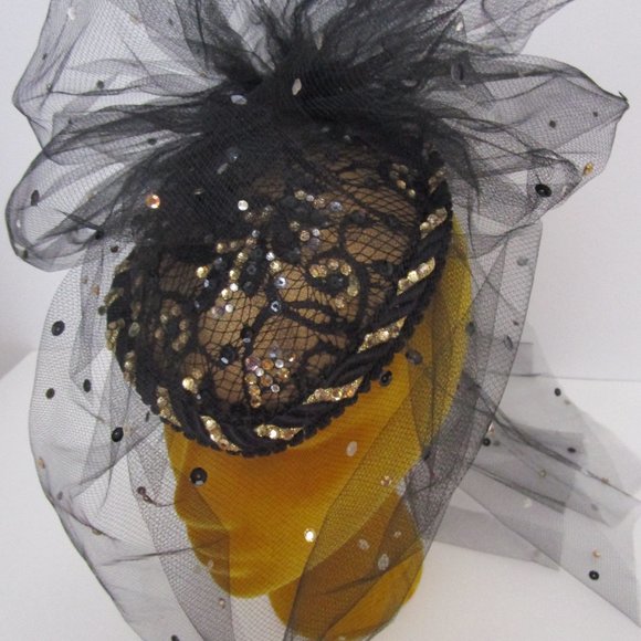 Sheer Tulle Veiled Fascinator Whimsy Hat Cocktail Party Bridal Church - Picture 8 of 10